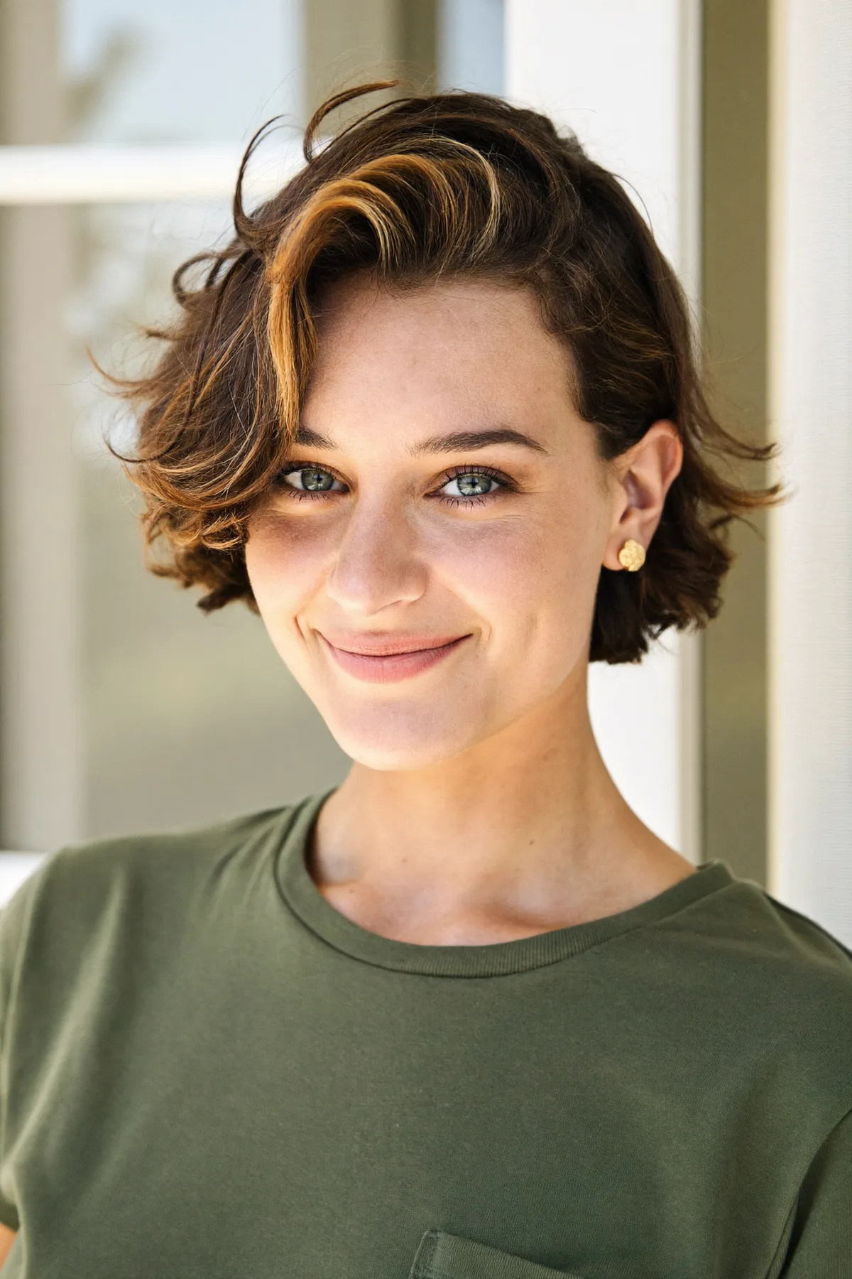 Chin-Length Natural Brunette Wavy Bob for Effortless Chic Style