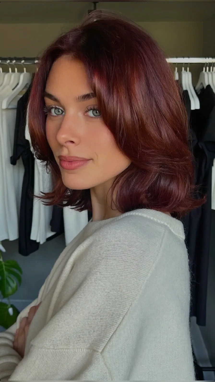Modern Shoulder-Length Lob with Curtain Bangs and Flicked Ends