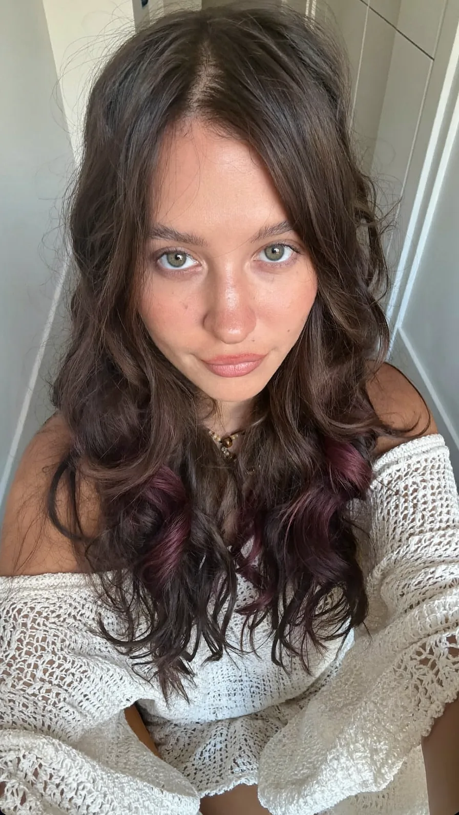 Soft Wavy Long Layers with Center-Part Curtain Bangs