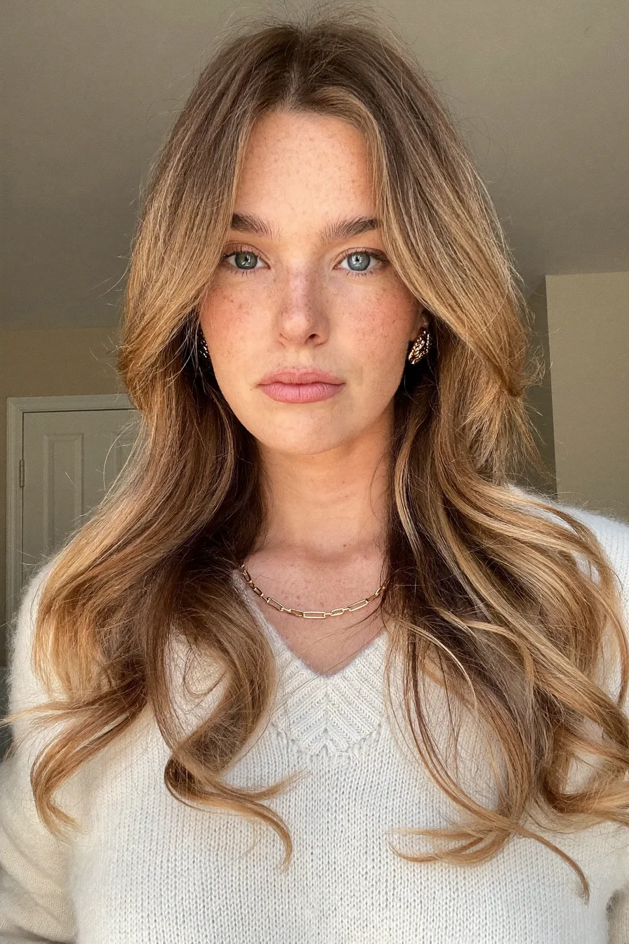 Long Layered Butter Blonde Hair with Face-Framing Highlights