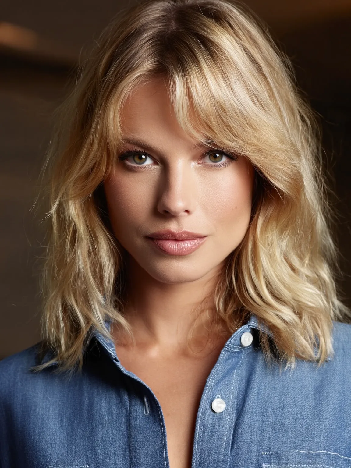 Heart-Shaped Face Sandy Blonde Wavy Lob with Curtain Bangs