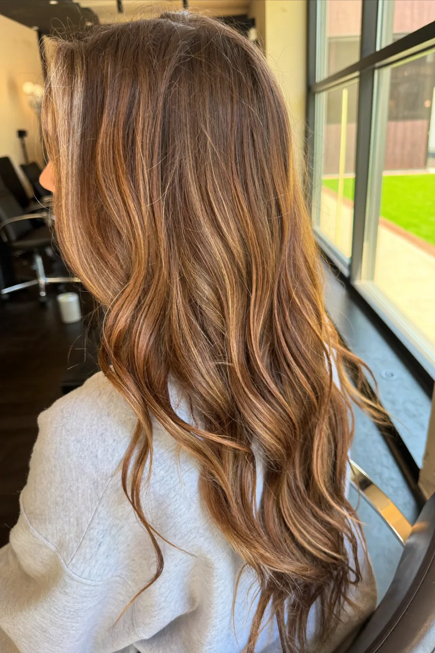 Soft Layered Waves with Dimensional Caramel Brown Highlights