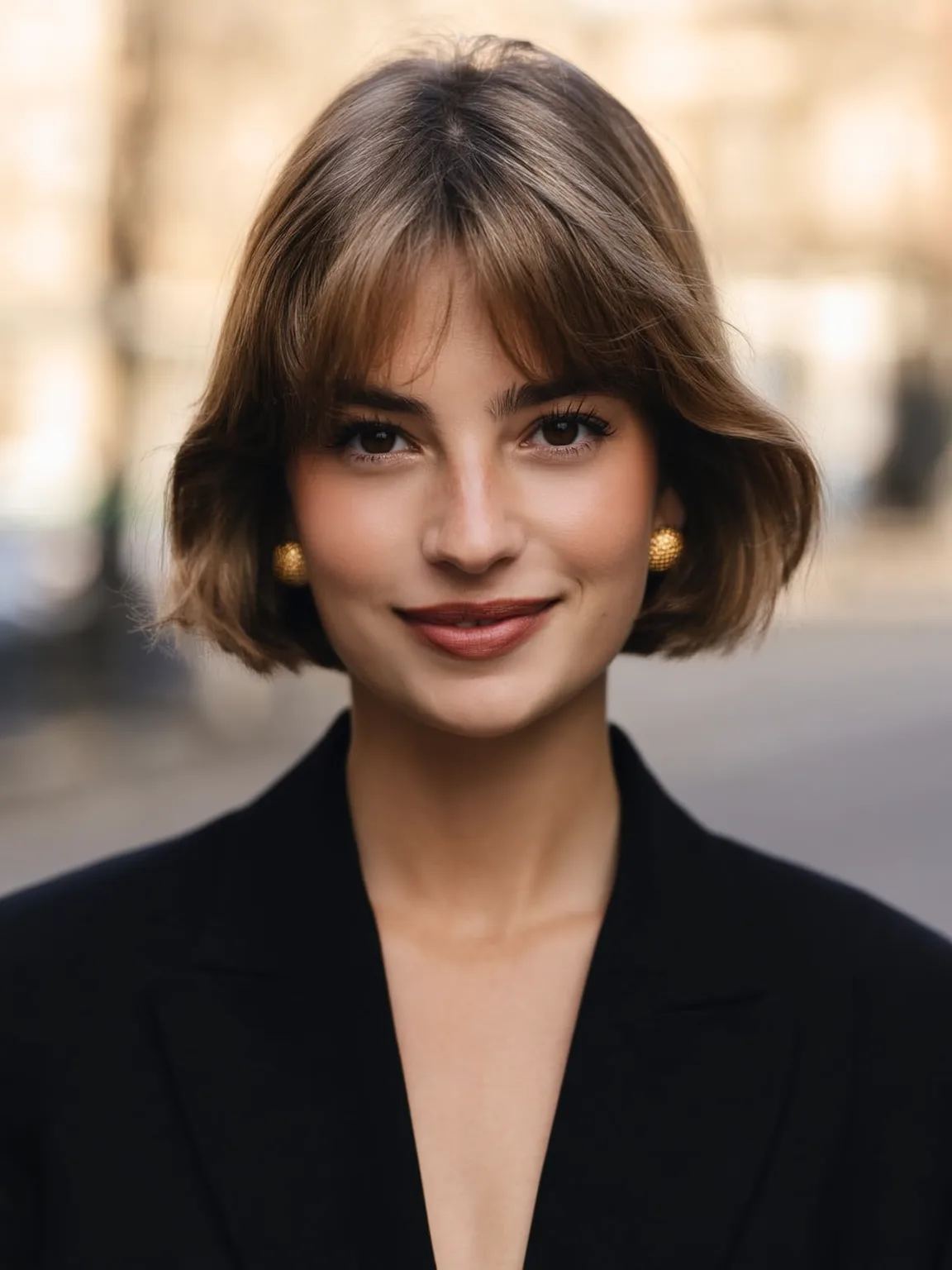 warm caramel brown bob