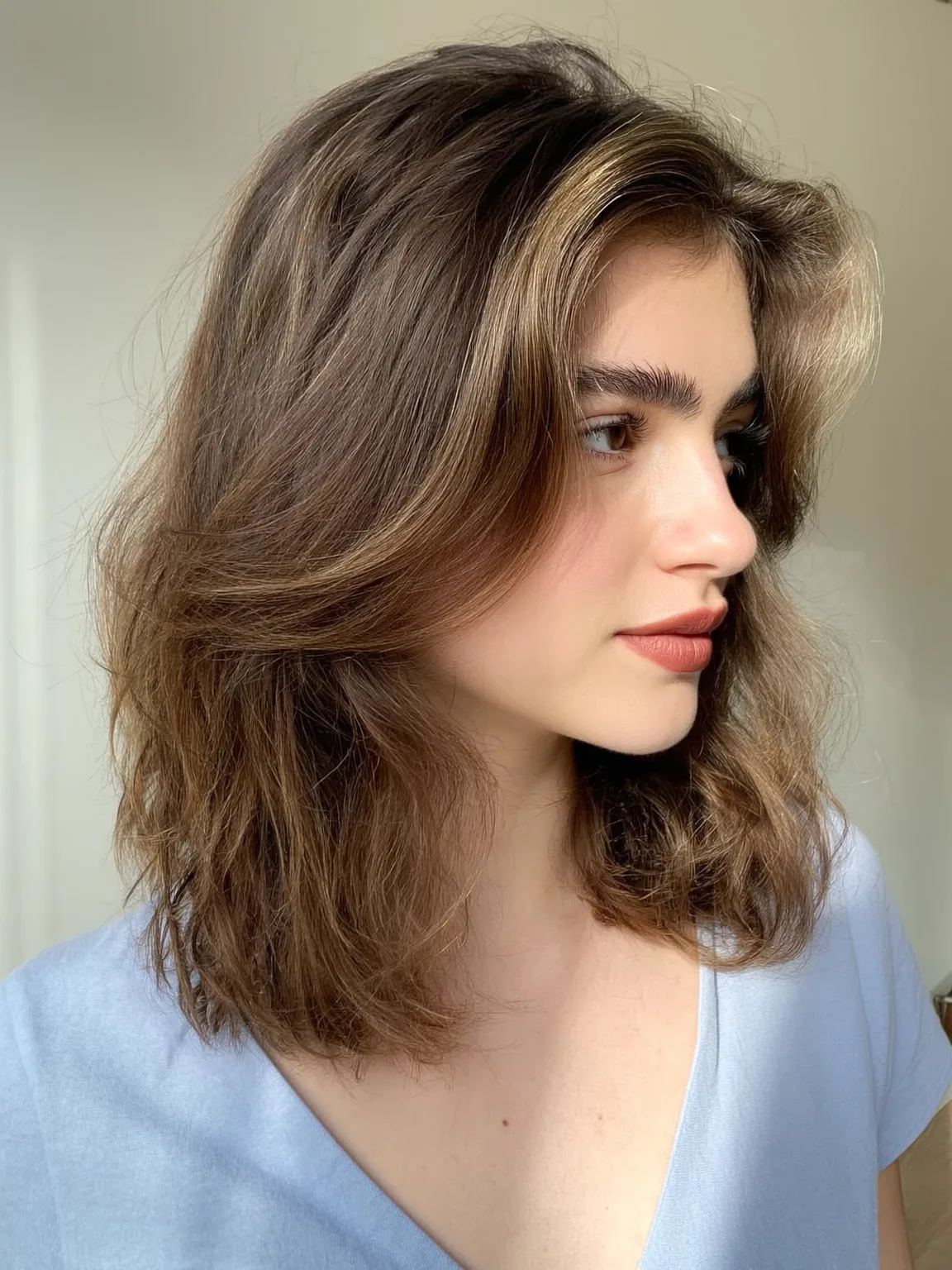 caramel brown with honey blonde highlights layers