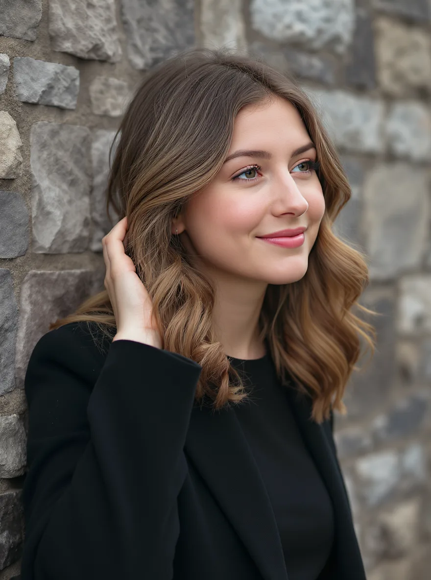 warm caramel brown lob