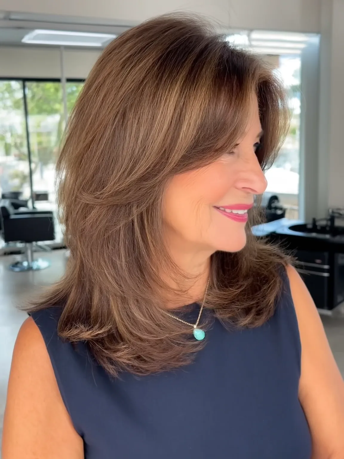 Long Layered Cut with Warm Caramel Waves