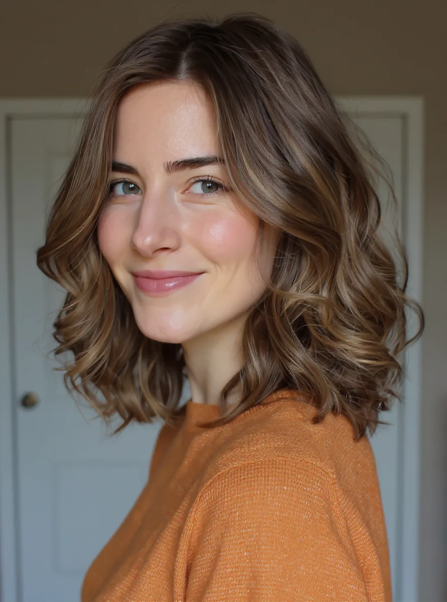 warm caramel brown lob