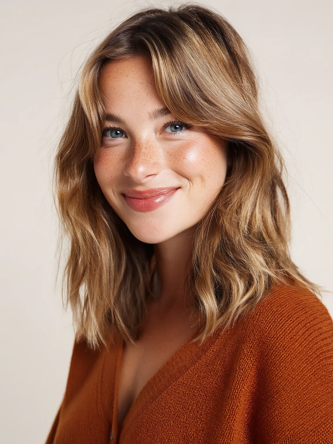 warm caramel brown lob