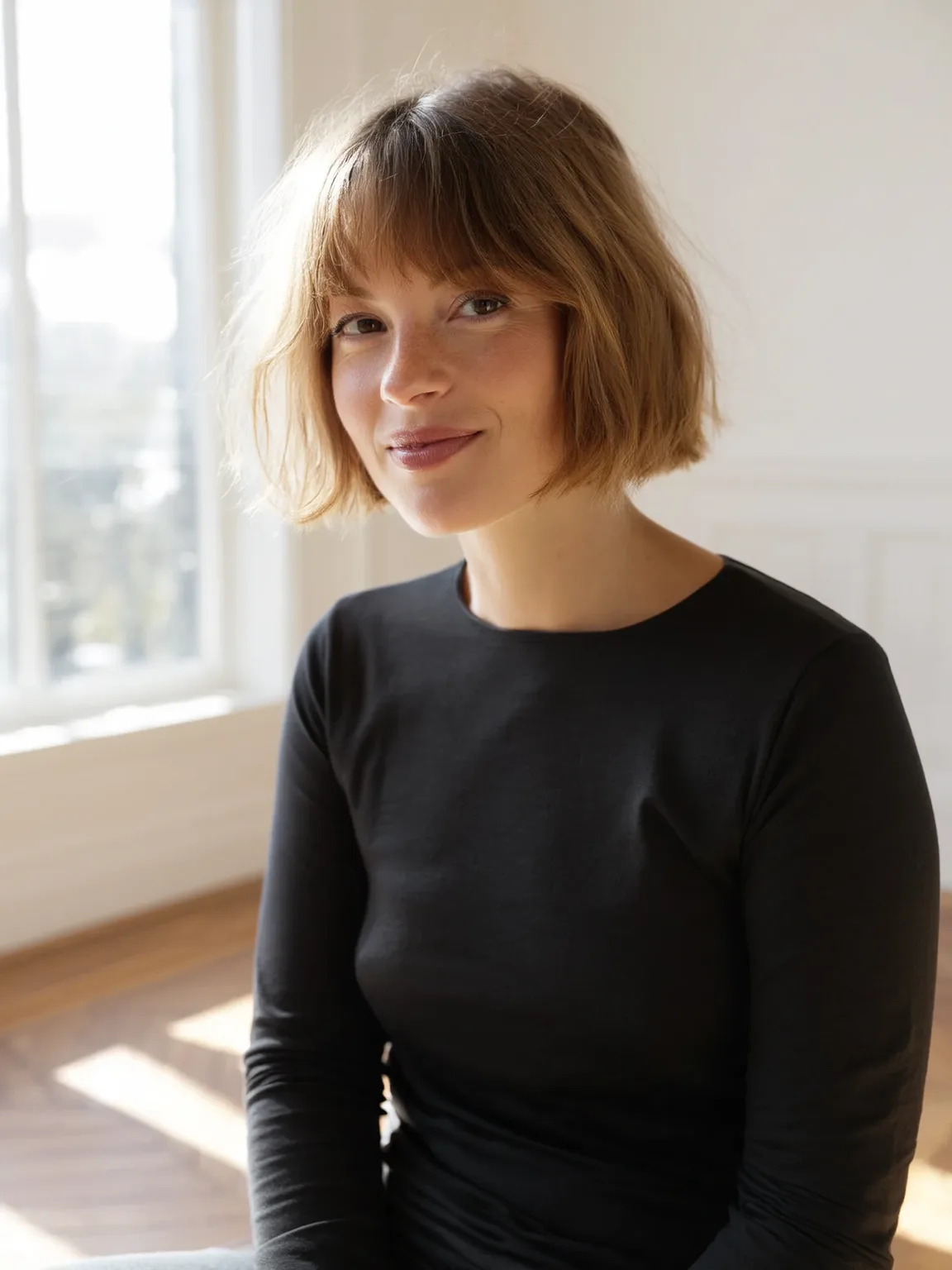 Chin-Length Classic Bob in Warm Caramel Brown