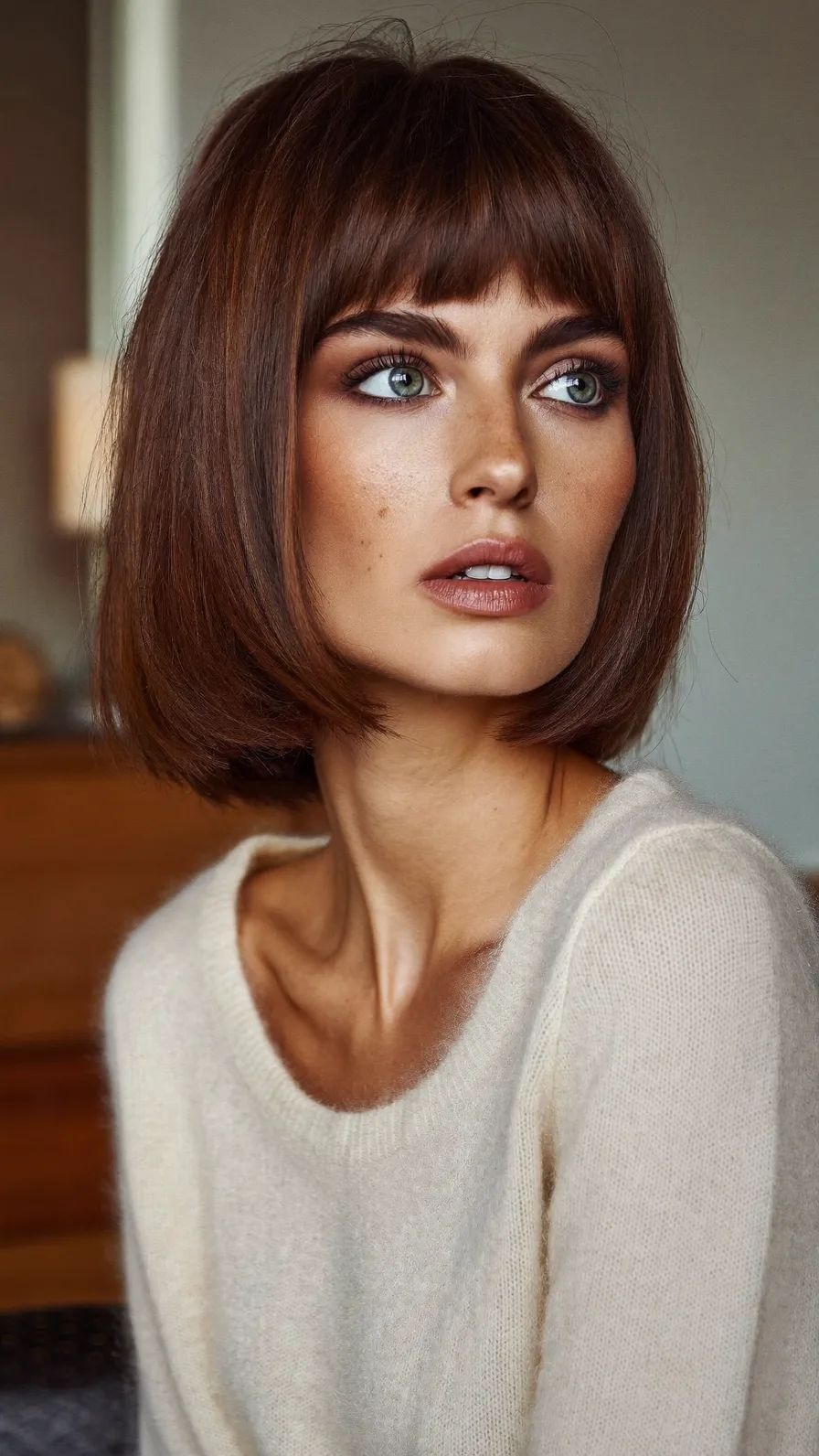 Classic Chin-Length Blunt Cut with Blunt Bangs