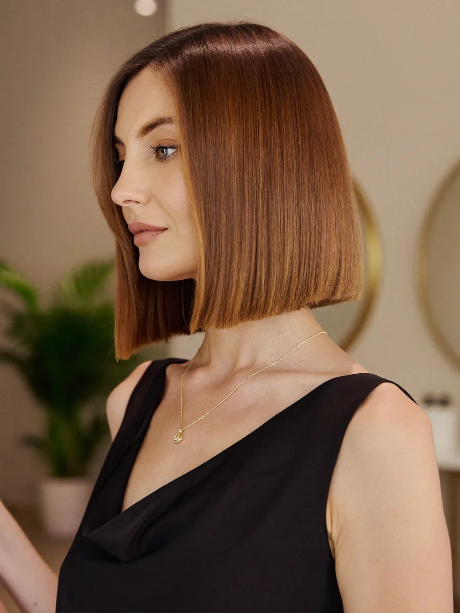 Sleek Chin-Length Blunt Bob with Side Part