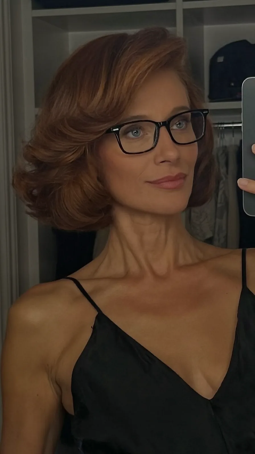 Soft Voluminous Chin-Length Bob with Side-Swept Waves