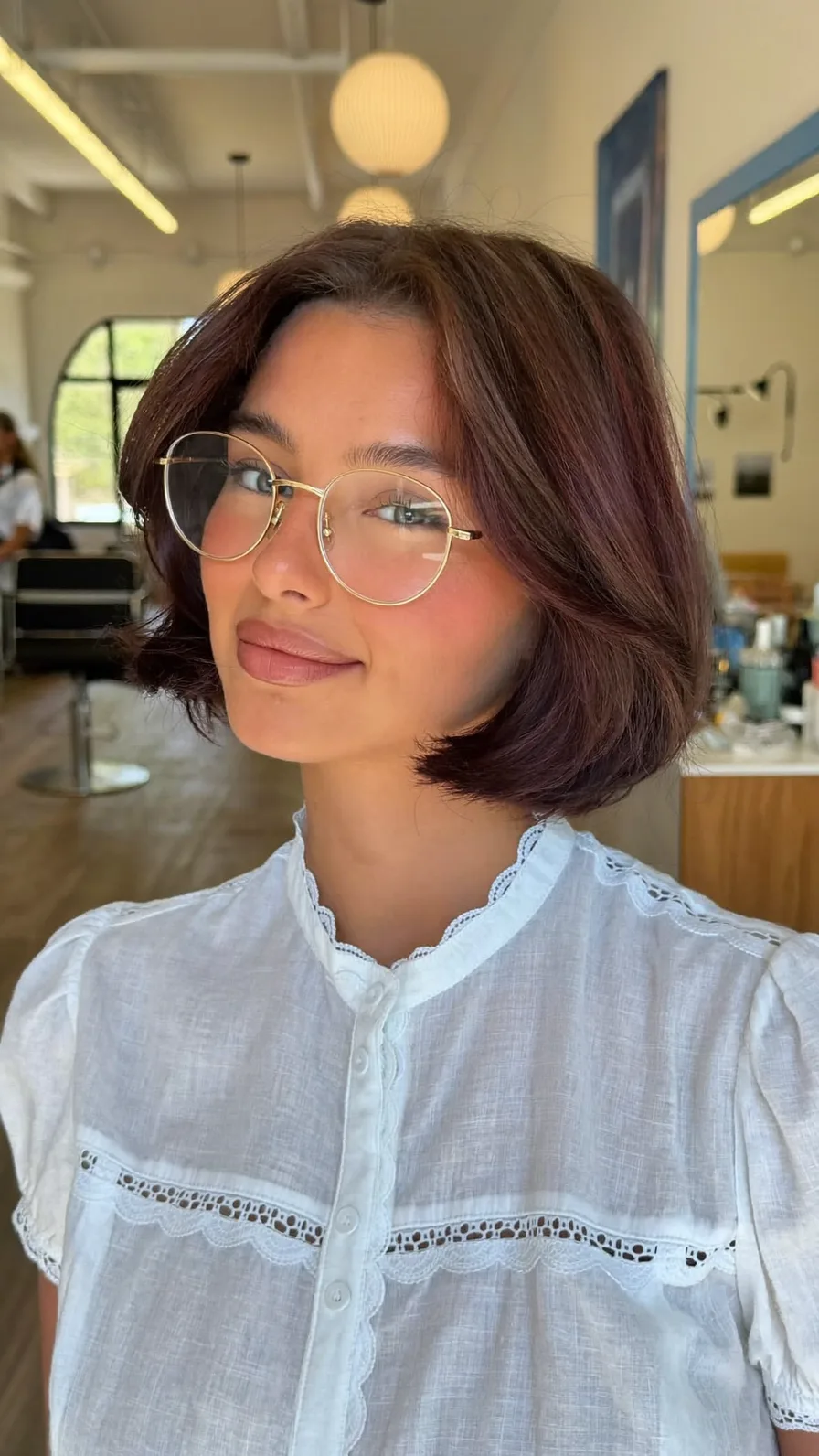 Chin-Length Classic Bob with Center Part and Curtain Bangs