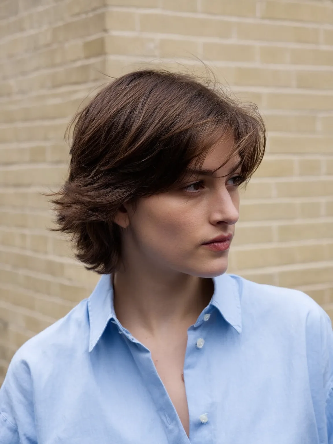 Chin-Length Layered Bob in Rich Chestnut Brown