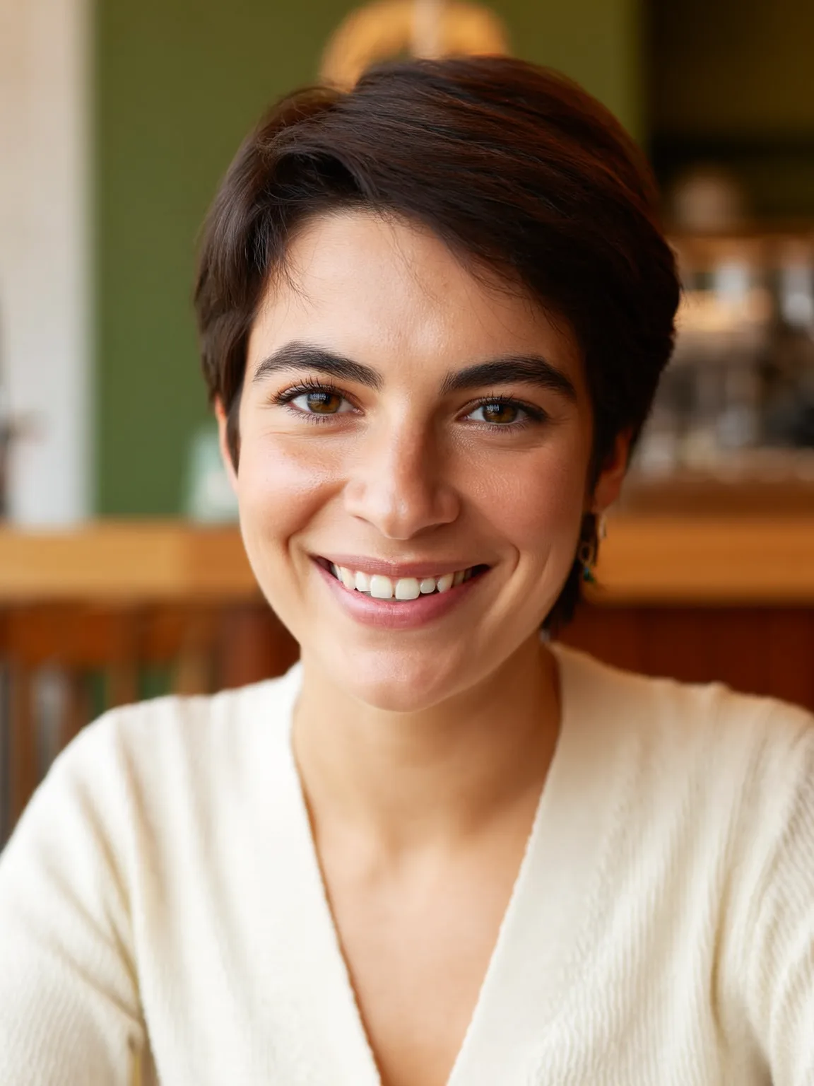 Chic Textured Pixie in Rich Chestnut Brown