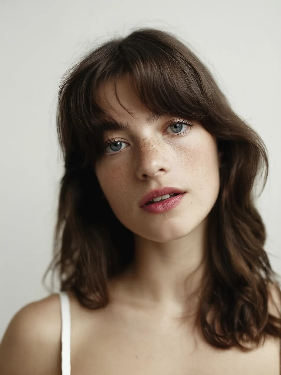 Shoulder Length Layers with Soft Curtain Bangs