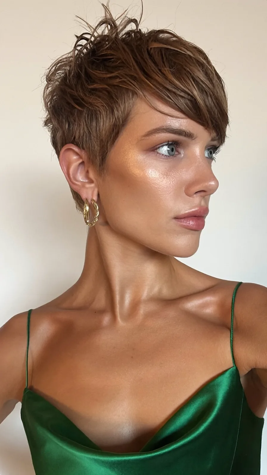 Textured Side-Swept Pixie Cut with Choppy Layers