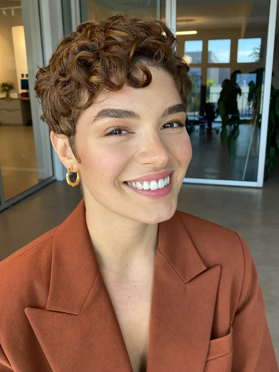 Voluminous Short Curly Pixie Cut with Textured Layers