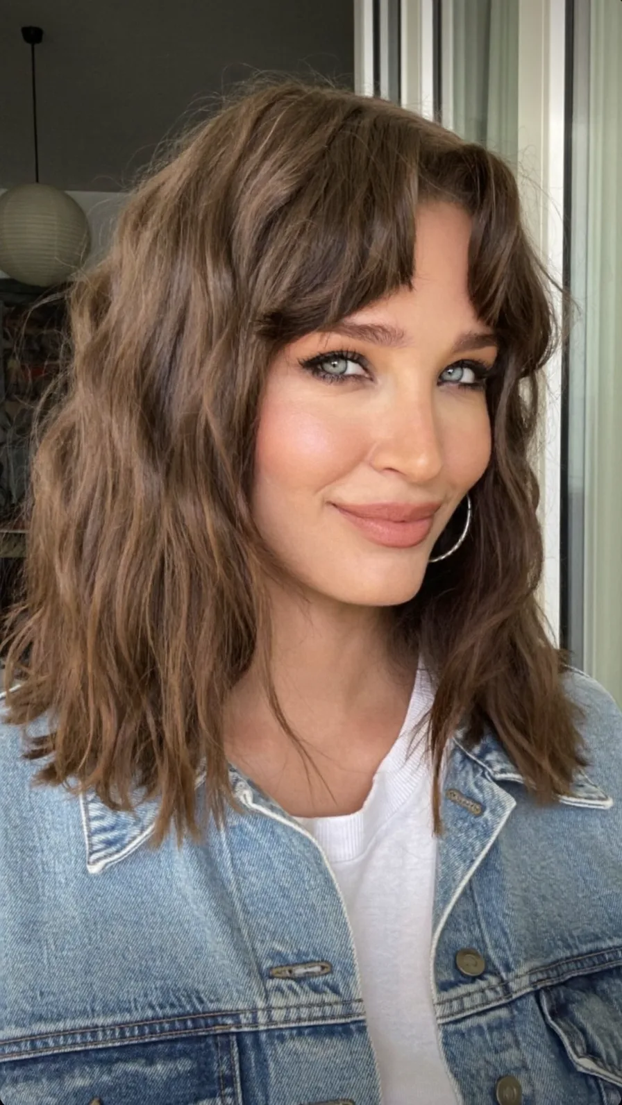Textured Medium Shag with Soft Curtain Bangs
