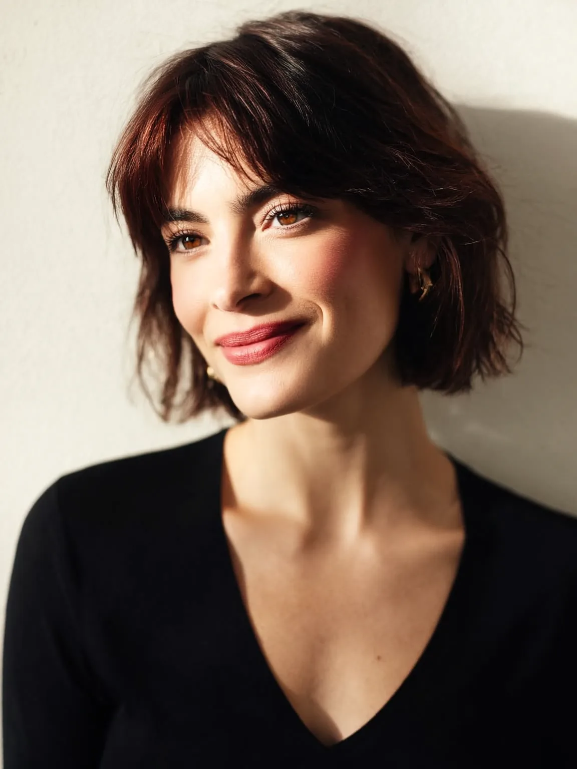 Chin-Length Bob with Textured Curtain Bangs