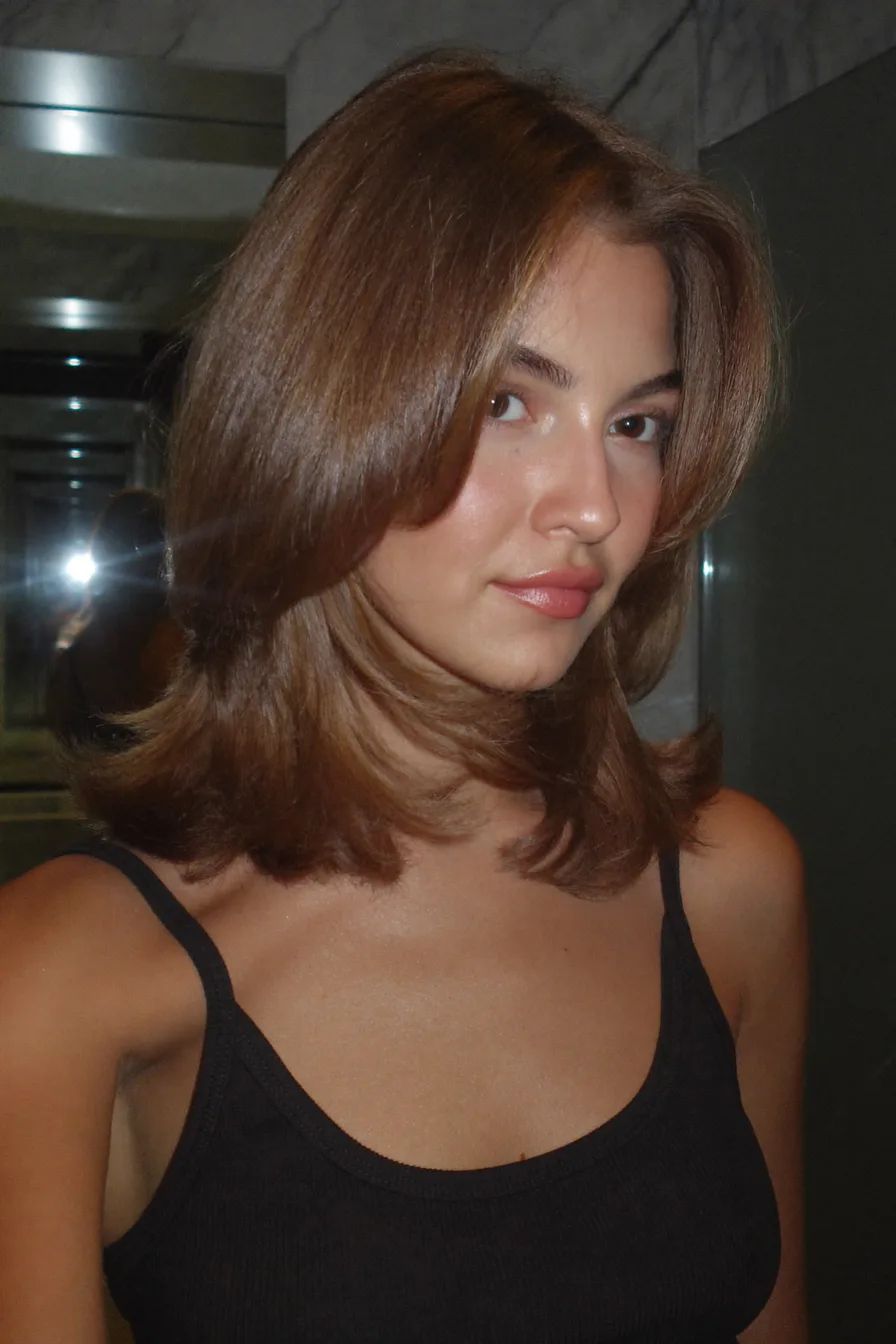 Classic Shoulder-Length Warm Chestnut Brown Long Layers