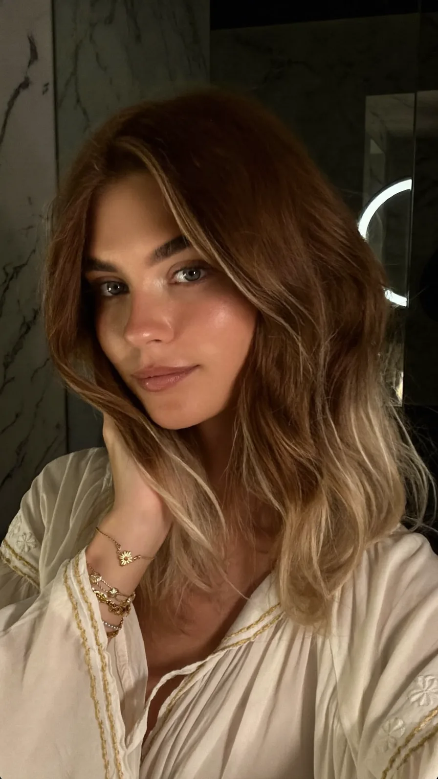 Modern Wavy Ombre Medium Length Long Layers Hairstyle