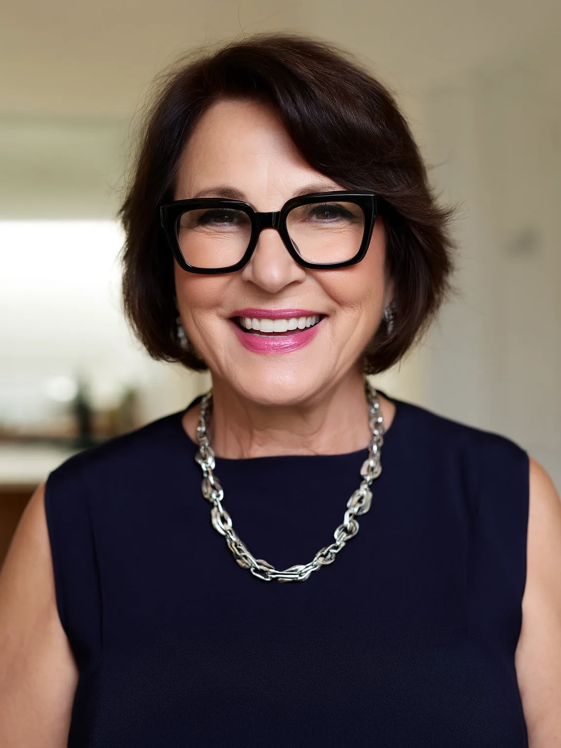 Rich Espresso Brown Wavy Bob with Side Bangs