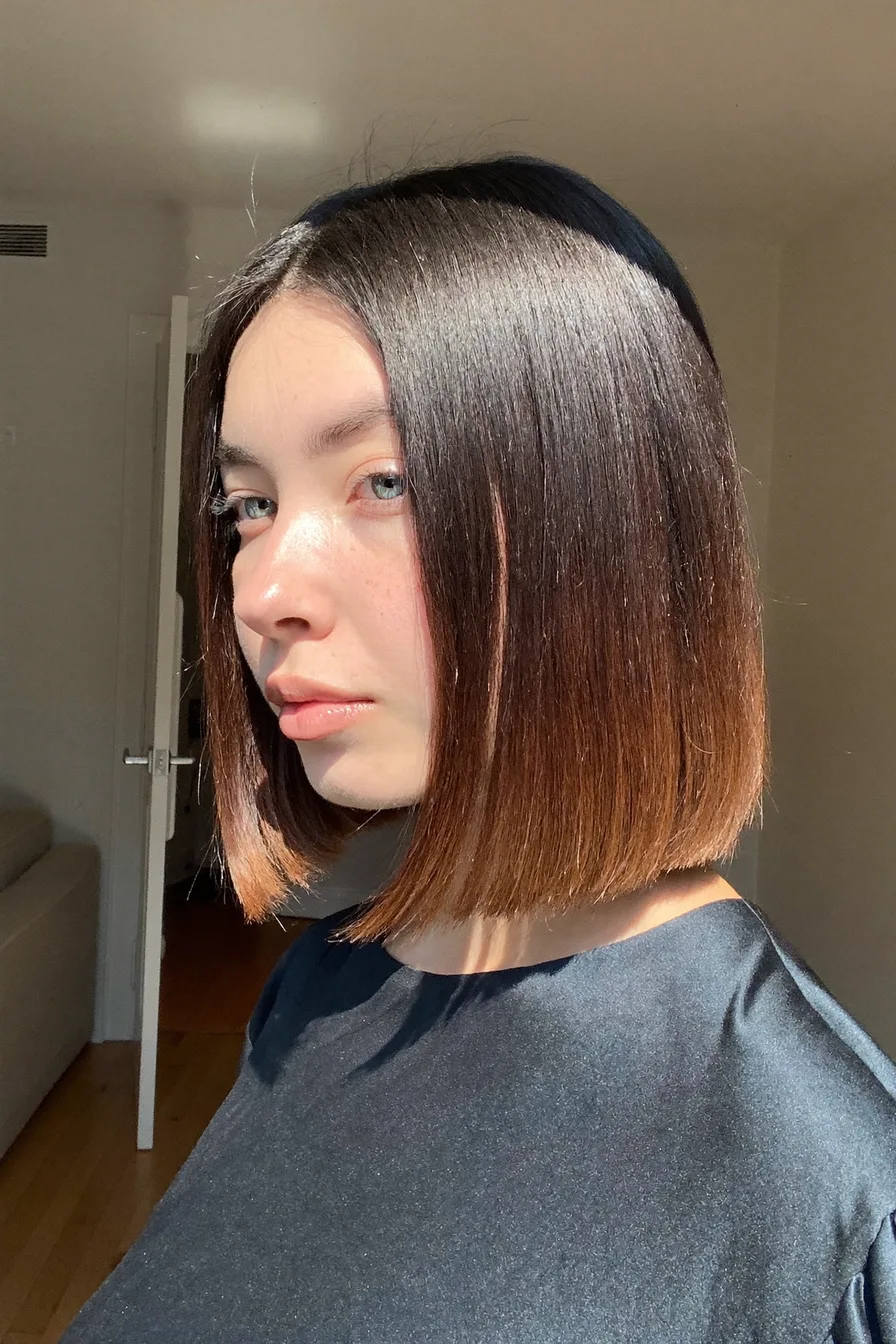 Sleek Center-Parted Chin-Length Bob with Blunt Ends