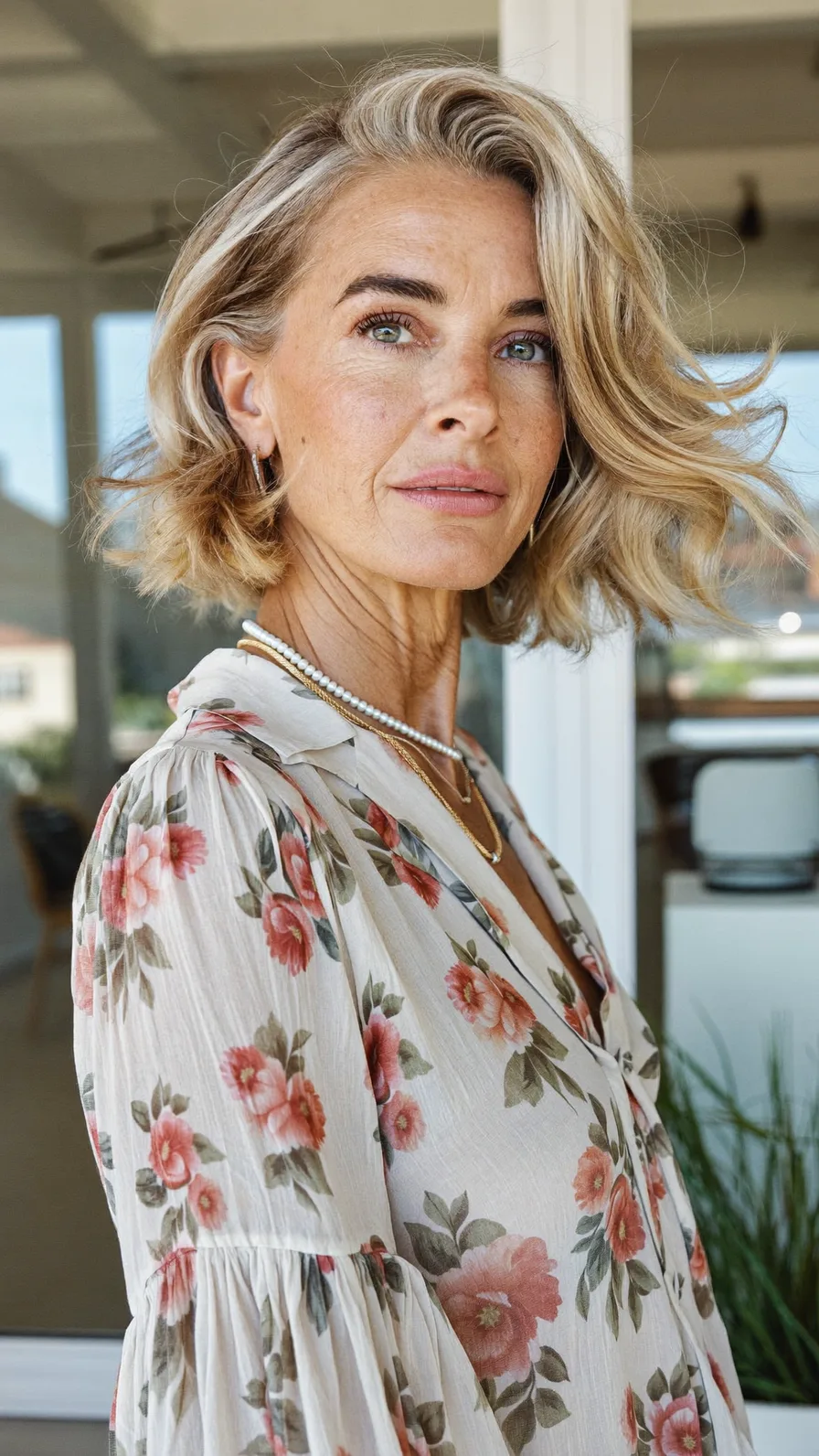 Soft Side-Parted Lob with Flicked Ends and Natural Highlights