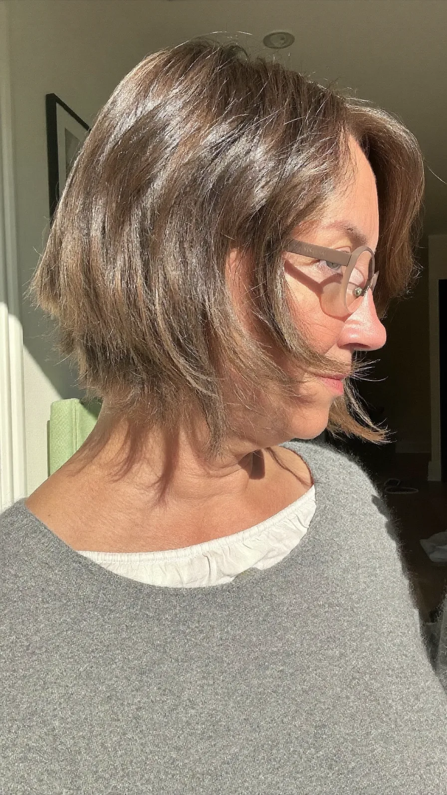Chin-Length Layered Bob with Soft Side-Swept Bangs