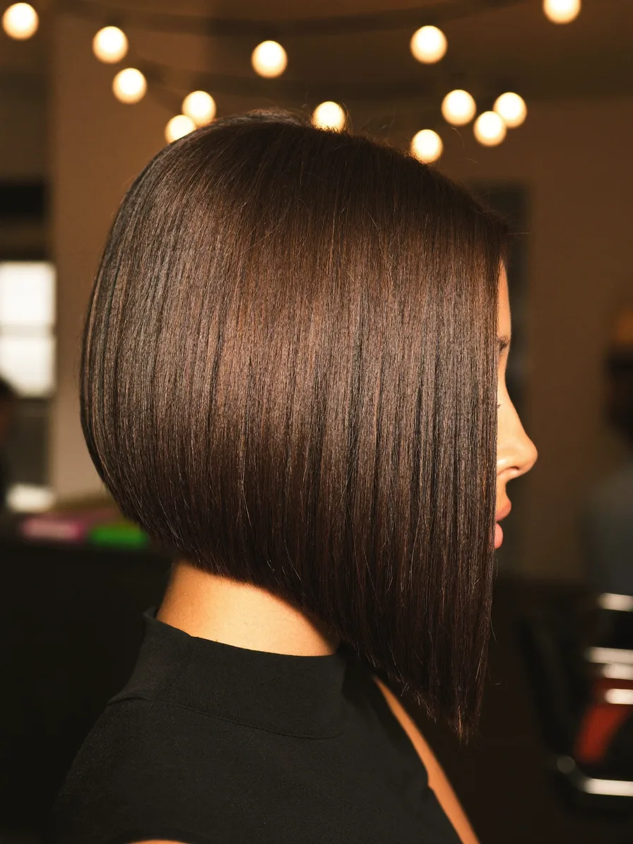 Sleek Side-Parted Blunt Chin-Length Bob Hairstyle