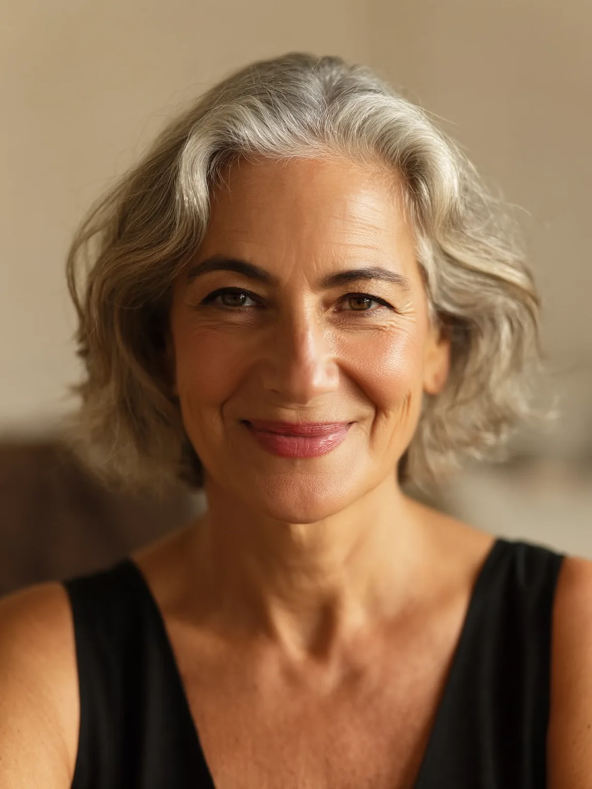 Silver Frost Wavy Bob Without Bangs, Medium Volume