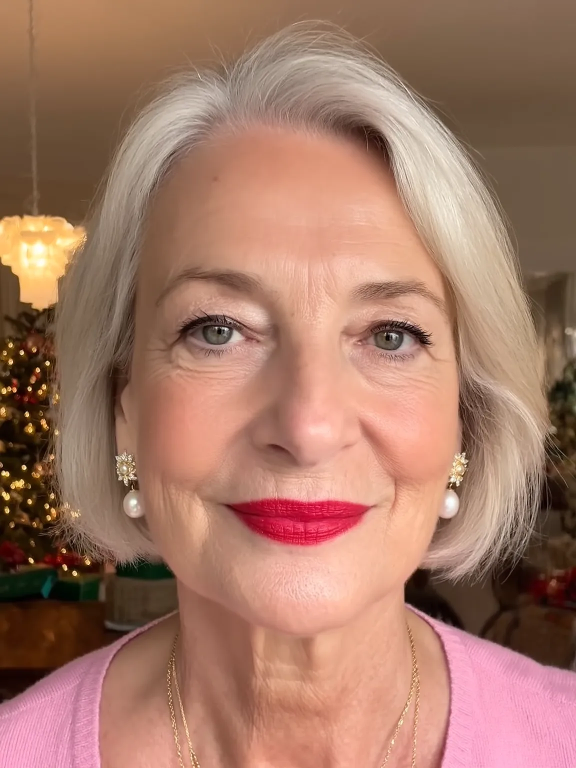 Silver Frost Straight Bob with Side-Swept Bangs
