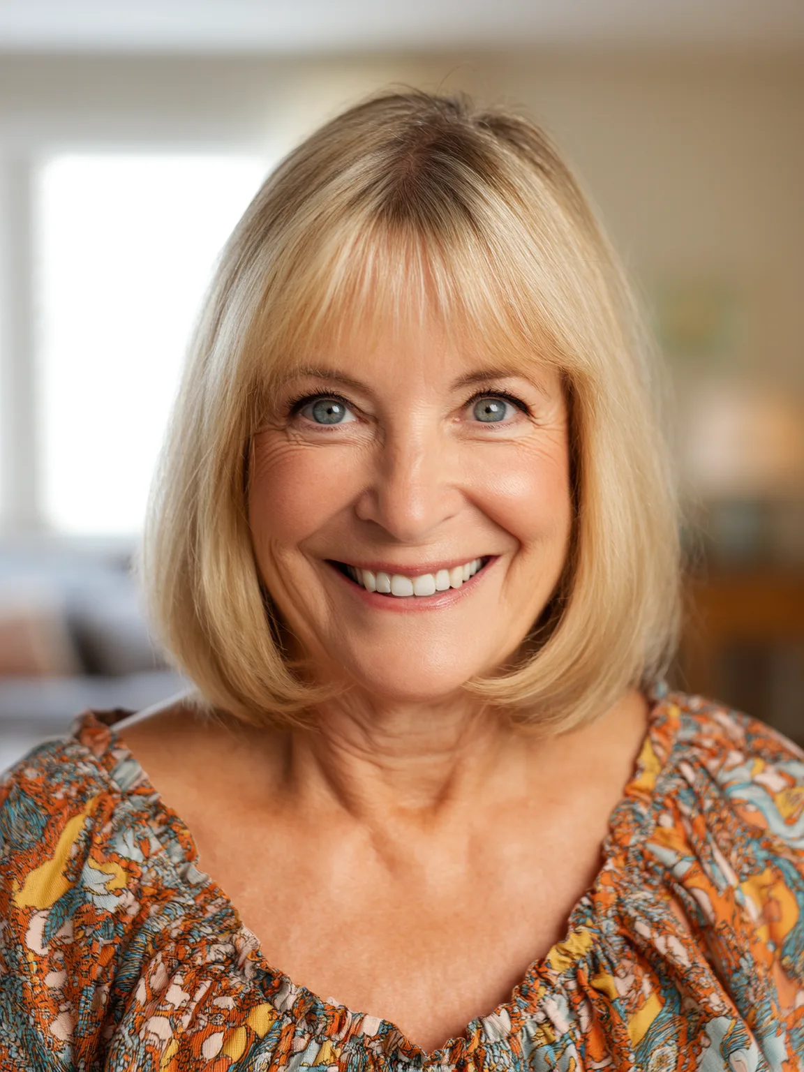 Classic Chin-Length Bob in Sandy Blonde