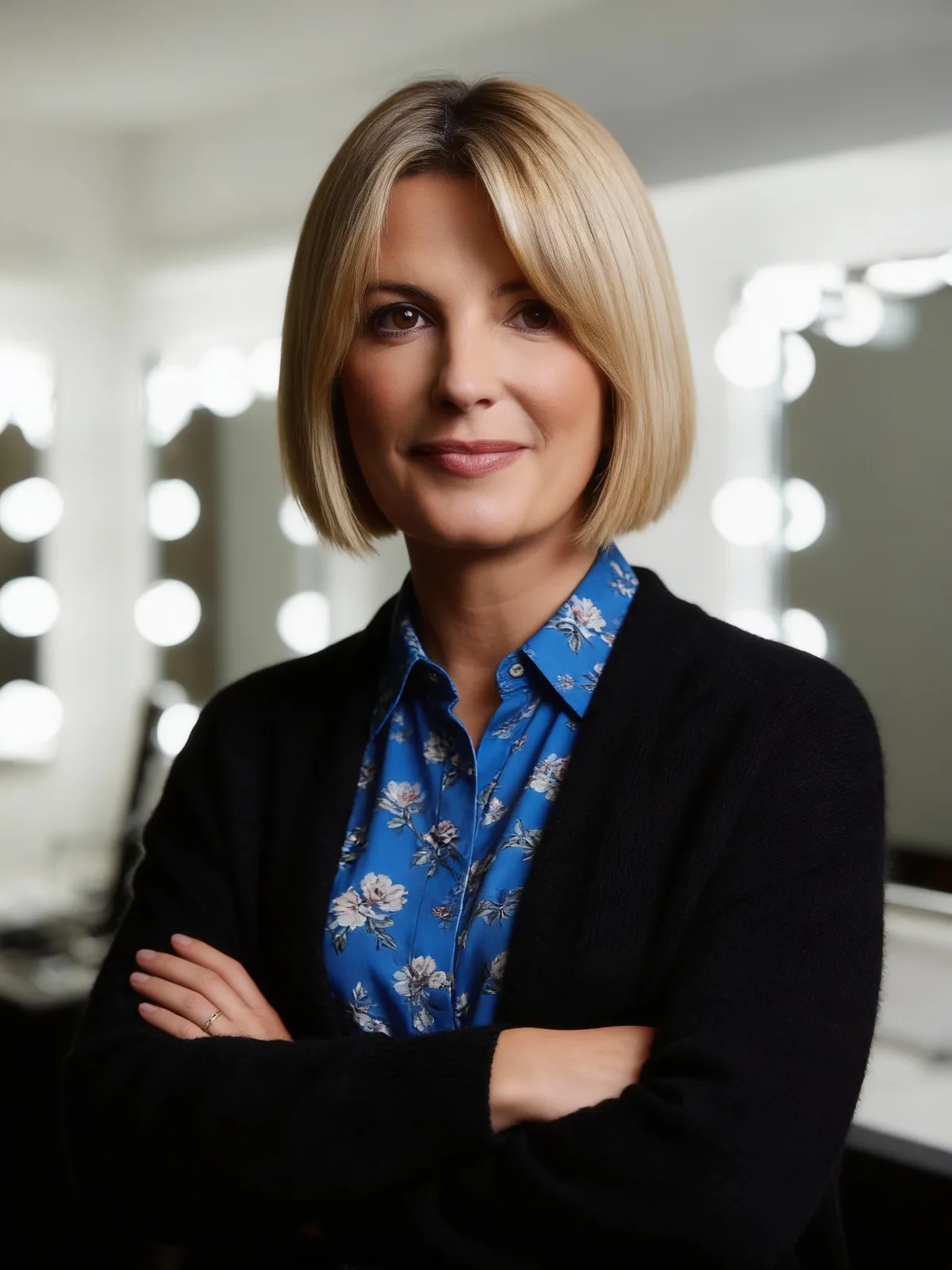 Sandy Blonde Bob with Medium Volume and Oval Shape Fit