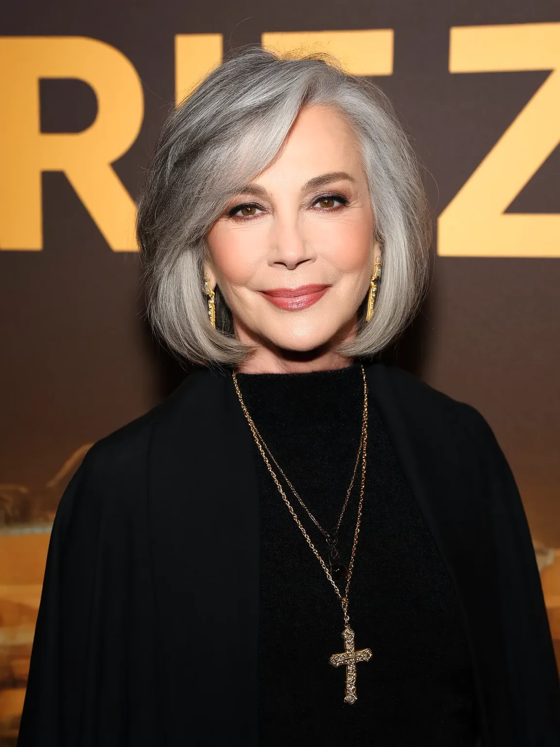 Blow-Dried Silver Frost Bob with Side-Swept Bangs