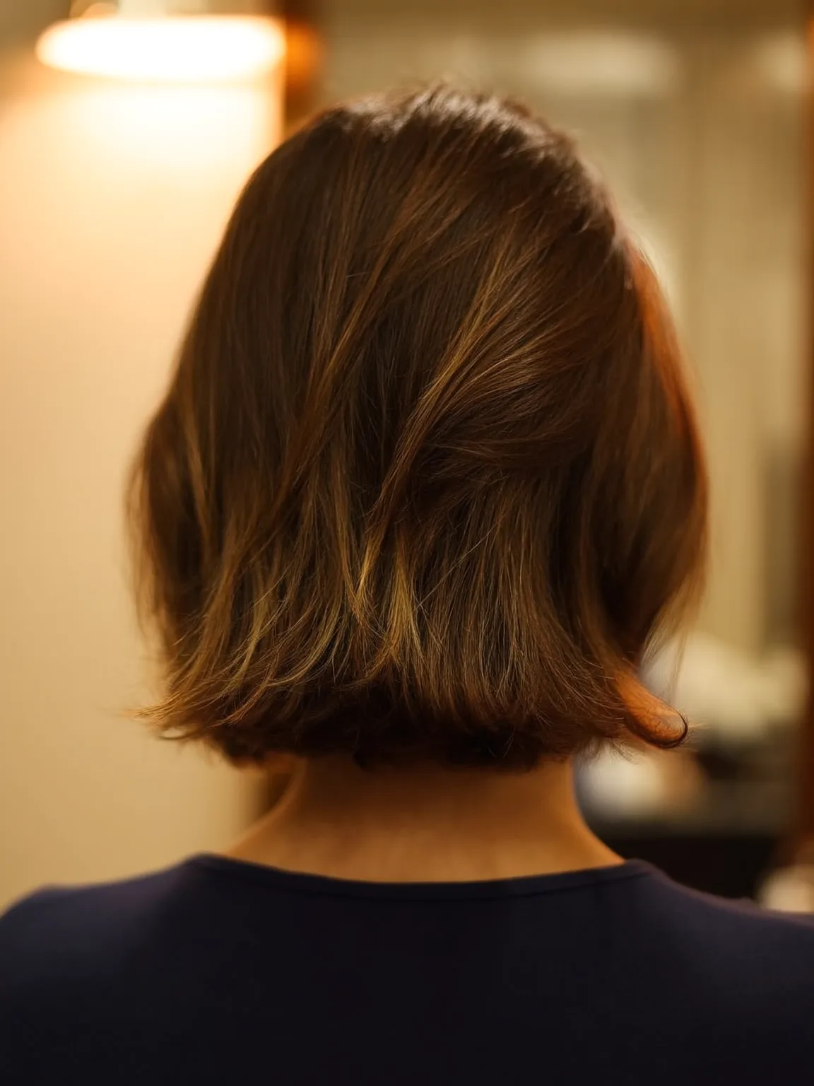 Air-Dried Wavy Bob in Warm Caramel Brown