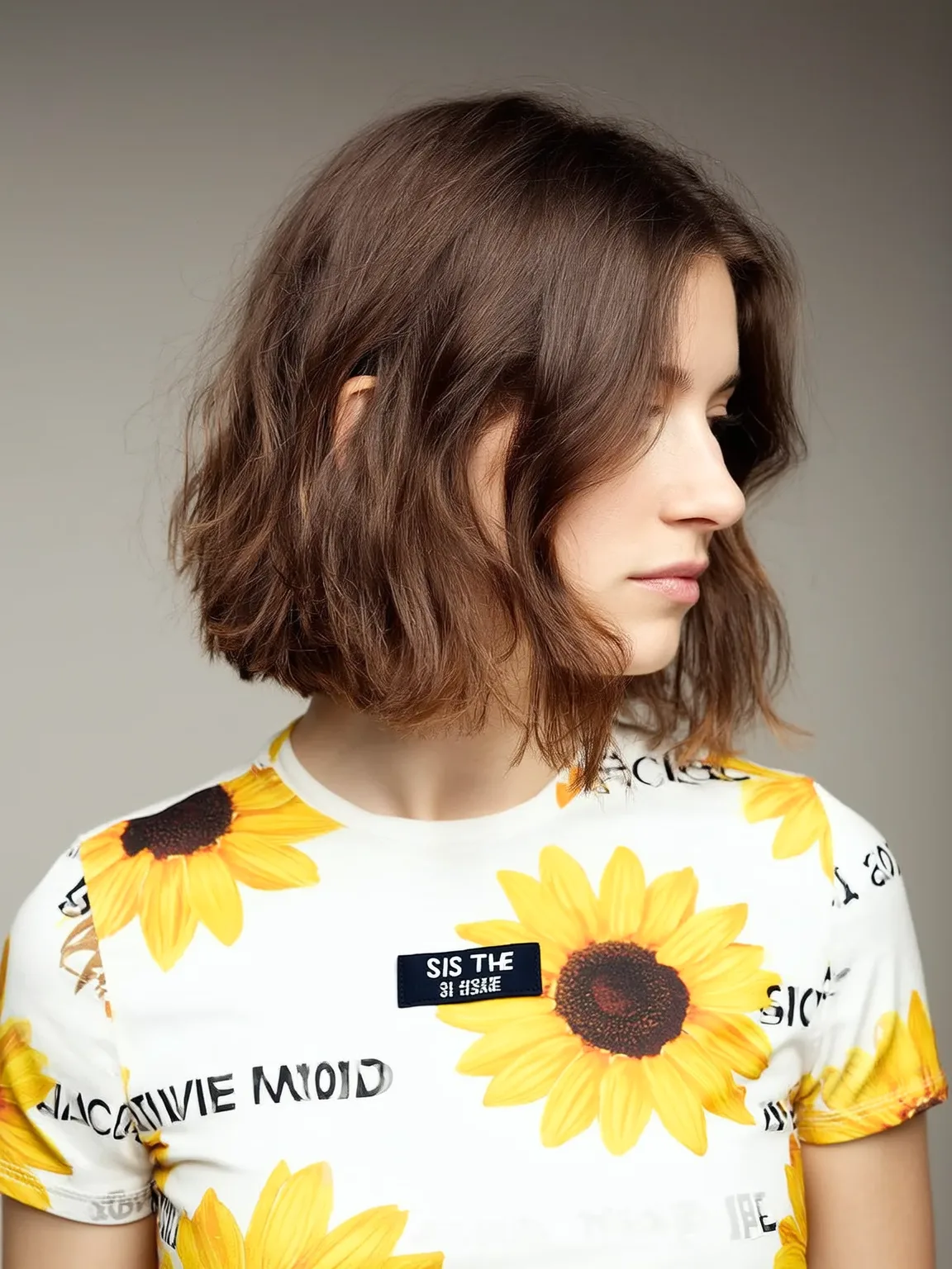 Versatile Warm Chestnut Brown Wavy Bob Without Bangs