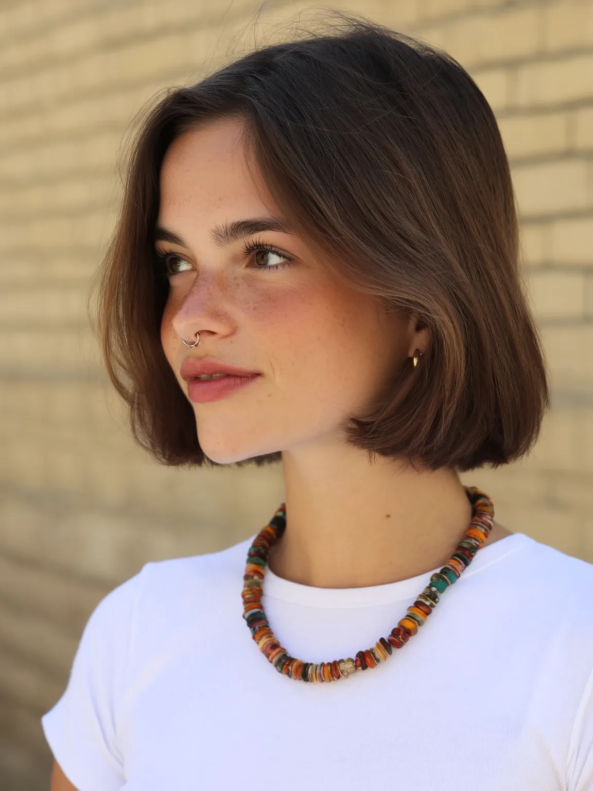 Sleek Straight Chin-Length Chocolate Brown Bob