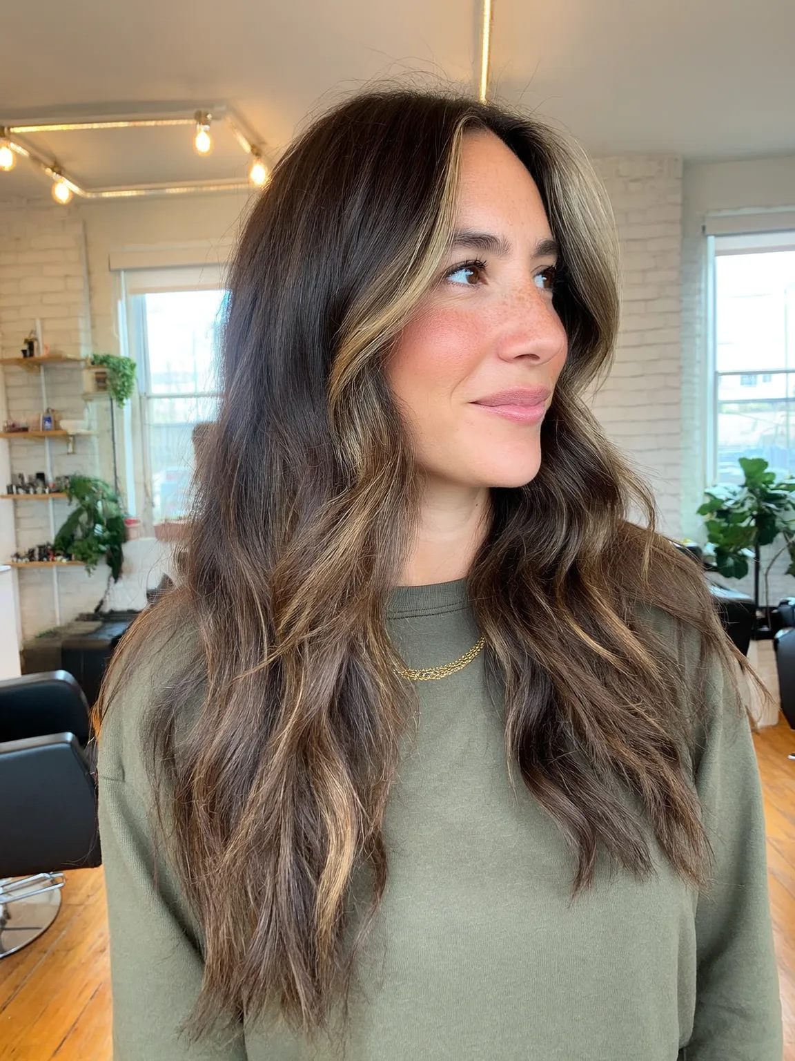 Long Chocolate Waves with Honey Blonde Highlights