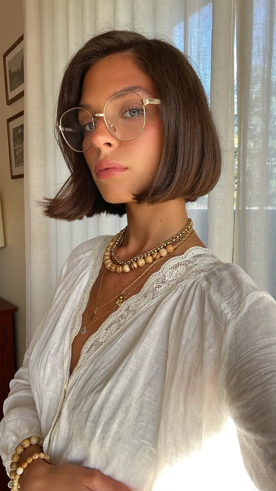 Classic Chin-Length Blunt Bob with Subtle Flicked Ends