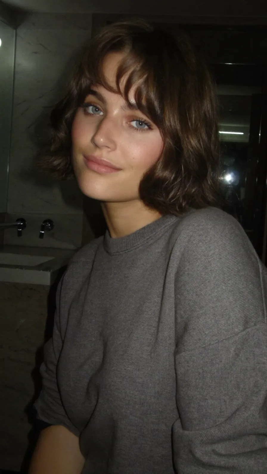 Classic Chin-Length Wavy Bob with Soft Curtain Bangs