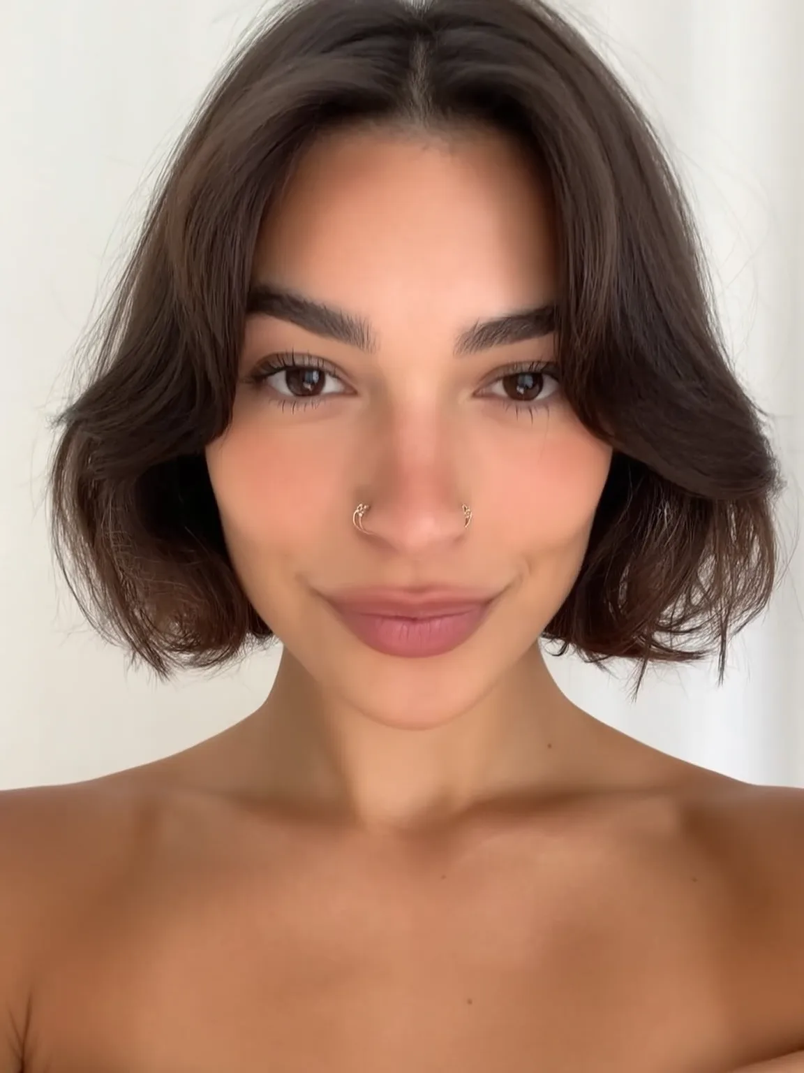 Chin-Length Chocolate Brown Bob with Natural Sheen