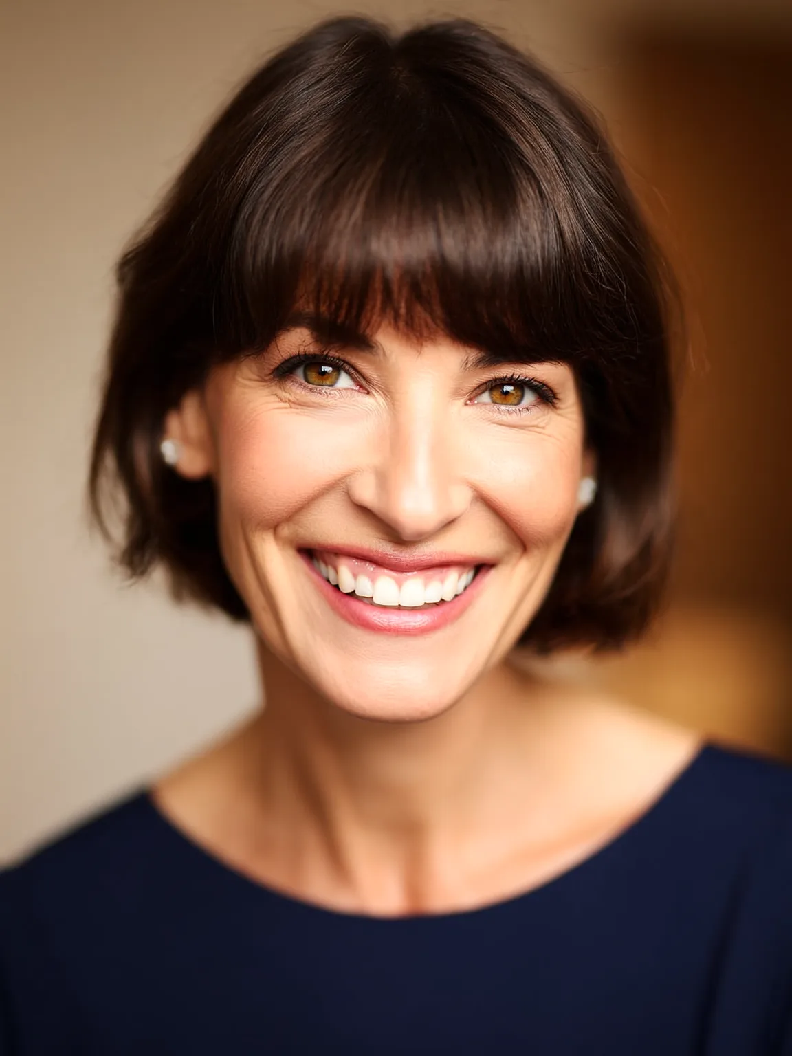 Classic Chin-Length Bob with Glossy Chocolate Brown