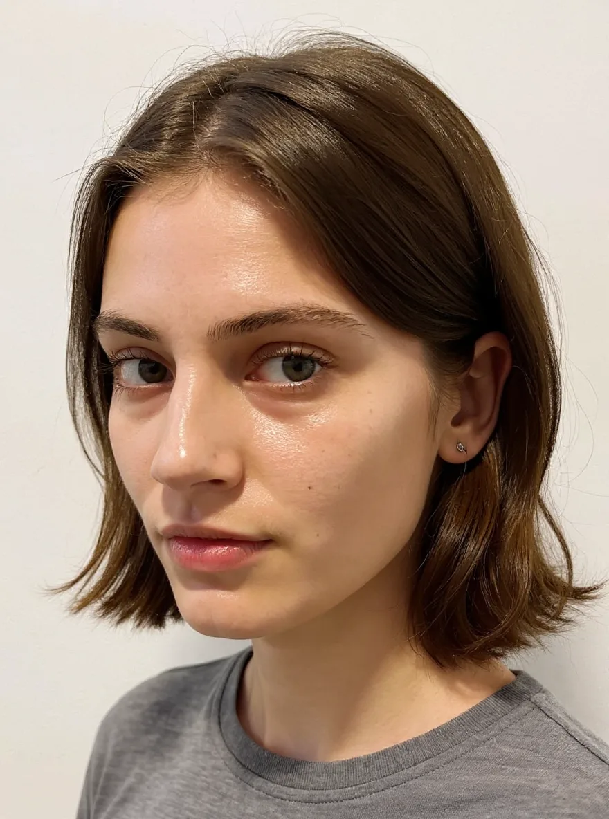 Chin-Length Blunt Bob in Chocolate Brown