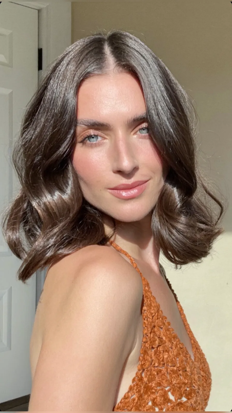 Classic Medium-Length Lob with Soft Waves and Rounded Ends