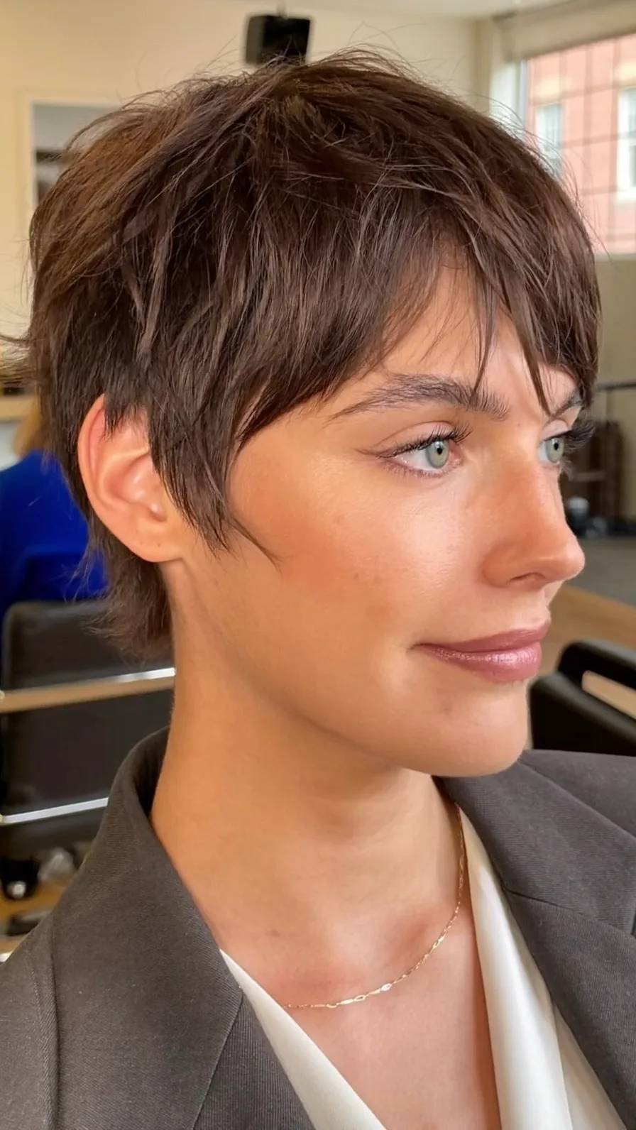 Textured Pixie Cut with Choppy Side-Swept Bangs