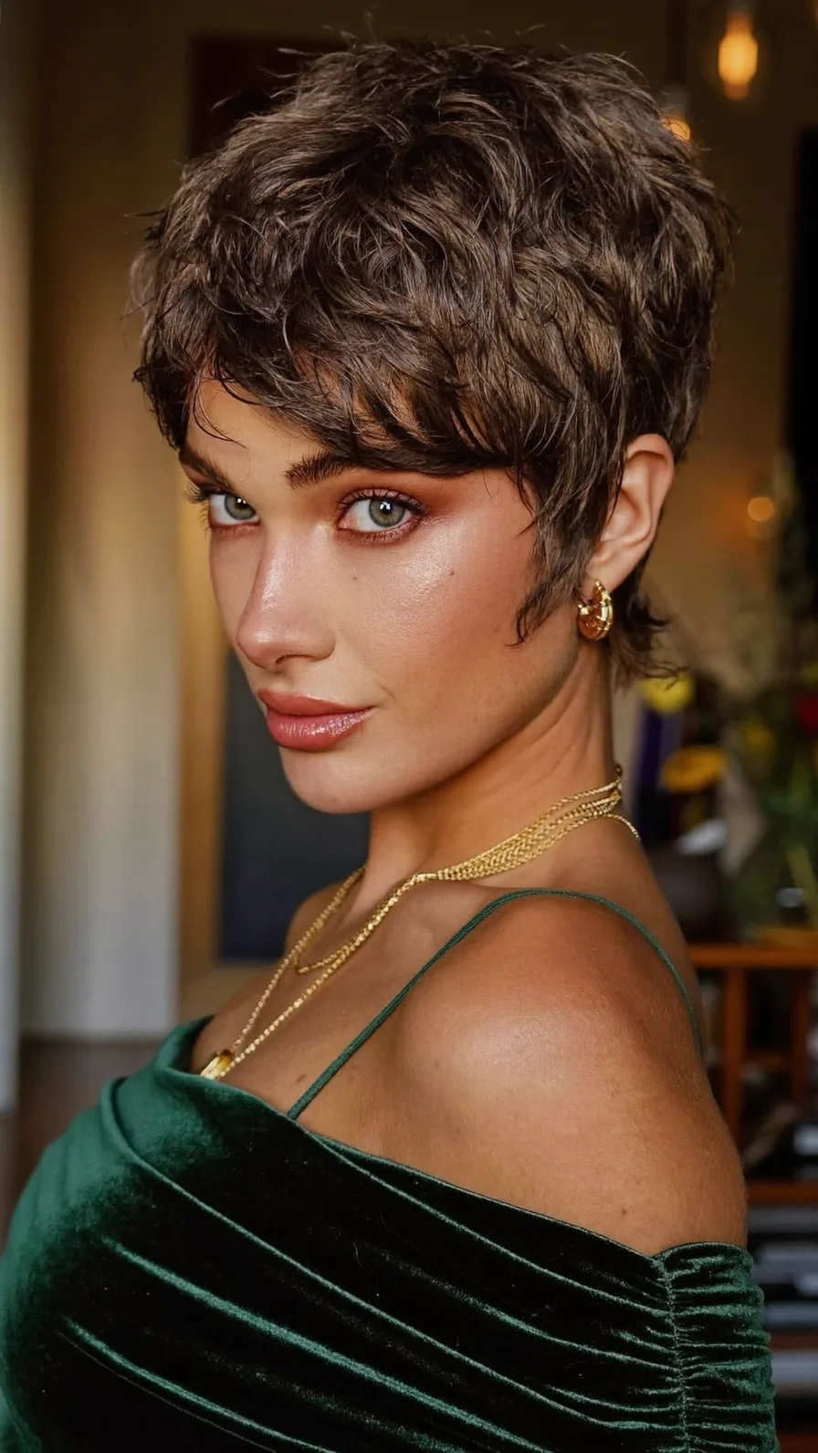 Modern Textured Pixie Cut with Side-Swept Bangs