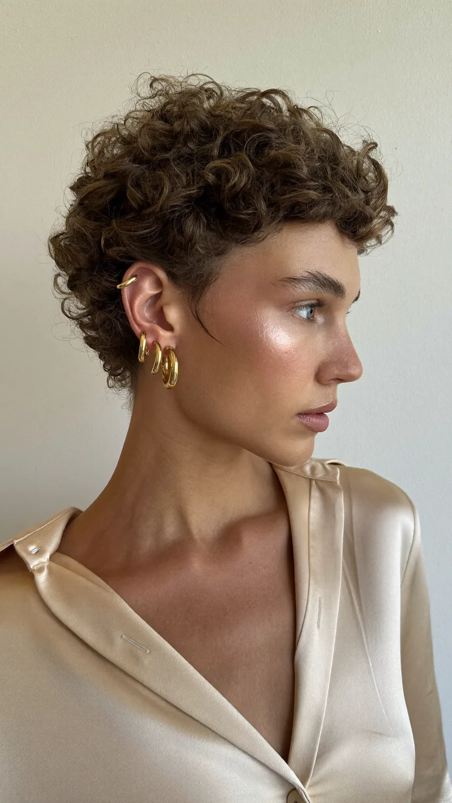 Voluminous Curly Pixie Cut for Defined Facial Features