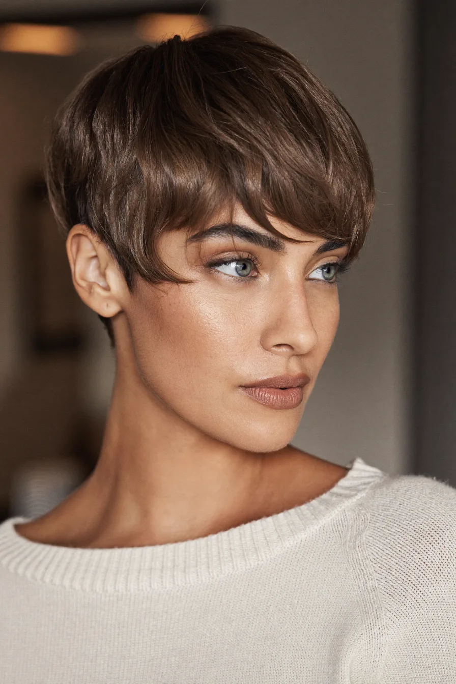 Chic Textured Short Pixie with Side-Swept Bangs